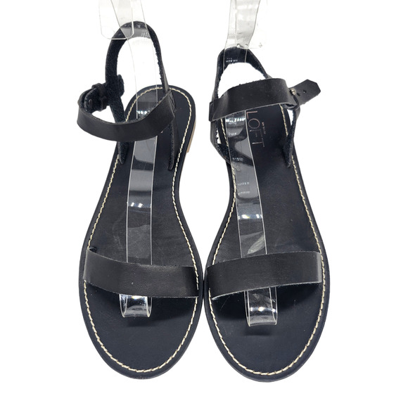 Ann Taylor Loft Sandals 7 Ankle Strappy Black Gladiator Rustic Summer Beach - Picture 3 of 8